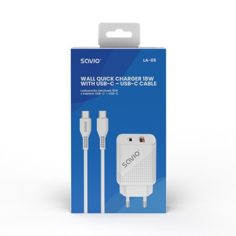 Ładowarka sieciowa USB Quick Charge Power Delivery 3.0 18W +1m kabel USB typ C, LA-05 C Ładowarka sieciowa USB Quick Charge Power Delivery 3.0 18W +1m kabel USB typ C, LA-05 C