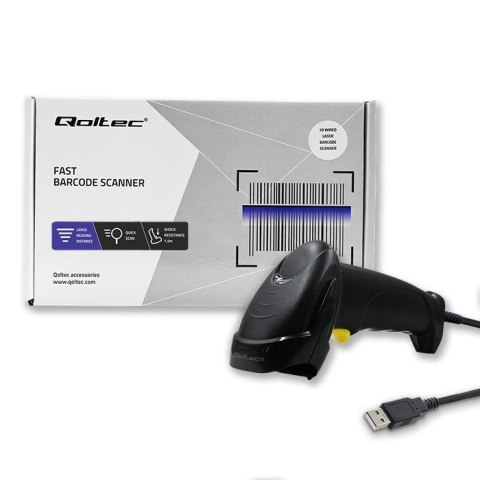 Laserowy czytnik kodów kreskowych 1D | USB | Czarny Laserowy czytnik kodów kreskowych 1D | USB | Czarny