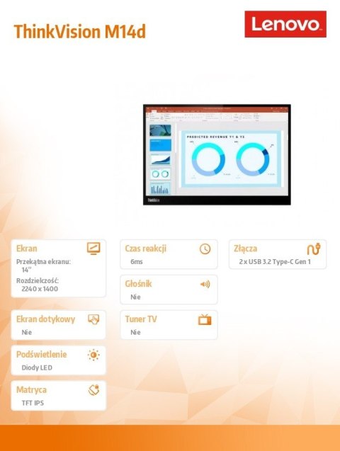 Monitor 14.0 ThinkVision M14d WLED LCD 63AAUAT6WL Monitor 14.0 ThinkVision M14d WLED LCD 63AAUAT6WL