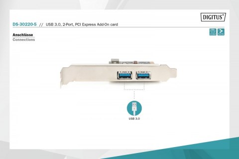 Kontroler USB 3.0 PCIe, 2x USB 3.0, Low Profile, Chipset UPD720202 Kontroler USB 3.0 PCIe, 2x USB 3.0, Low Profile, Chipset UPD720202