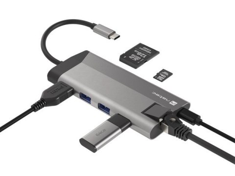 Stacja dokująca Multiport Fowler Plus USB-C PD, 3x USB 3.0, HDMI 4K, RJ45, SD, micro SD Stacja dokująca Multiport Fowler Plus USB-C PD, 3x USB 3.0, HDMI 4K, RJ45, SD, micro SD