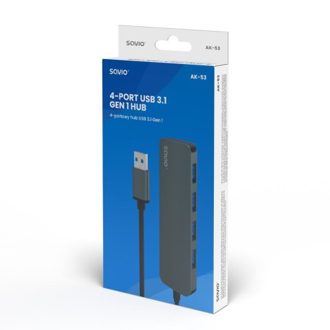 4-portowy HUB USB 3.1 Gen 1, AK-53 4-portowy HUB USB 3.1 Gen 1, AK-53