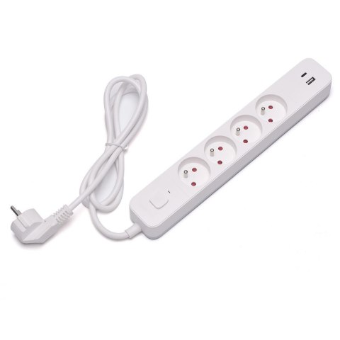 Listwa zasilająca przeciwprzepięciowa 4 gniazda USB-A i USB-C, 1.5m, LZ-11 Listwa zasilająca przeciwprzepięciowa 4 gniazda USB-A i USB-C, 1.5m, LZ-11