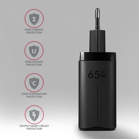 ACU-DPQ65 Ładowarka sieciowa, GaN 65W, 3x port (USB-A + dual USB-C), PD3.0/QC4+/PPS/Apple, czarna ACU-DPQ65 Ładowarka sieciowa, GaN 65W, 3x port (USB-A + dual USB-C), PD3.0/QC4+/PPS/Apple, czarna