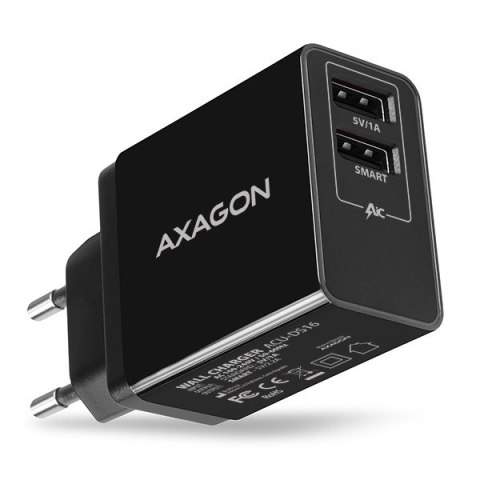ACU-DS16 Ładowarka sieciowa, SMART 16W, 2x port USB-A, 5V/2.2A + 5V/1A ACU-DS16 Ładowarka sieciowa, SMART 16W, 2x port USB-A, 5V/2.2A + 5V/1A