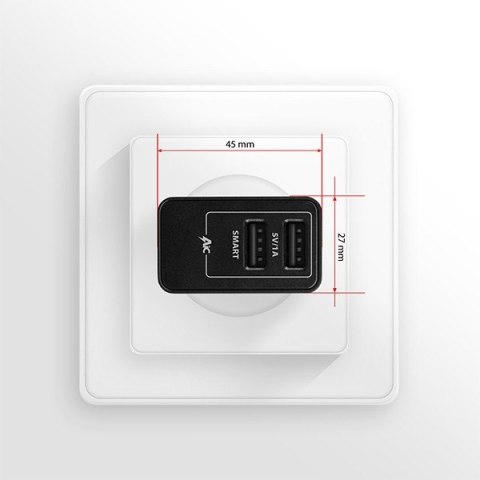 ACU-DS16 Ładowarka sieciowa, SMART 16W, 2x port USB-A, 5V/2.2A + 5V/1A ACU-DS16 Ładowarka sieciowa, SMART 16W, 2x port USB-A, 5V/2.2A + 5V/1A