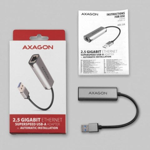 ADE-25R Karta sieciowa 2.5 Gigabit Ethernet, Realtek 8156, USB-A 3.2 Gen 1, automatyczna instalacja, szara ADE-25R Karta sieciowa 2.5 Gigabit Ethernet, Realtek 8156, USB-A 3.2 Gen 1, automatyczna instalacja, szara