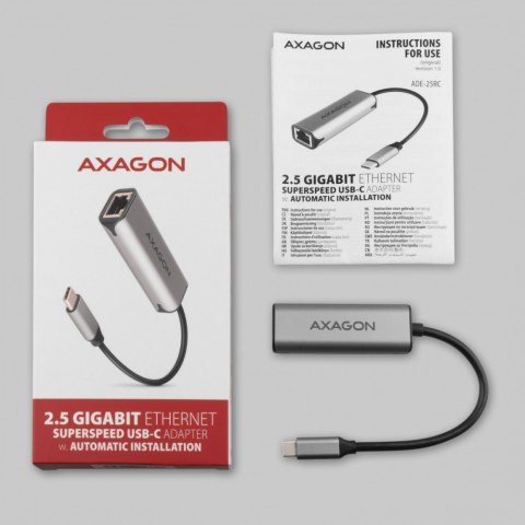 ADE-25RC Karta sieciowa 2.5 Gigabit Ethernet, Realtek 8156, USB-C 3.2 Gen 1, automatyczna instalacja, szara ADE-25RC Karta sieciowa 2.5 Gigabit Ethernet, Realtek 8156, USB-C 3.2 Gen 1, automatyczna instalacja, szara