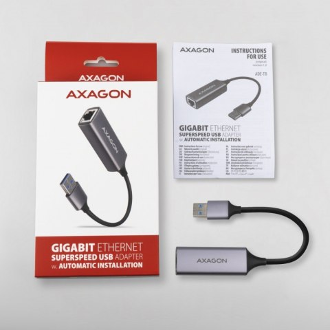 ADE-TR Karta sieciowa Gigabit Ethernet adapter, USB-A 3.2 Gen 1, instalacja automatyczna, metalowy, tytanowa szarość ADE-TR Karta sieciowa Gigabit Ethernet adapter, USB-A 3.2 Gen 1, instalacja automatyczna, metalowy, tytanowa szarość