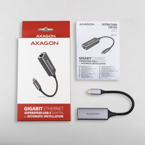 ADE-TRC Karta sieciowa Gigabit Ethernet adapter, USB-C 3.2 Gen 1, instalacja automatyczna, metalowy, tytanowa szarość ADE-TRC Karta sieciowa Gigabit Ethernet adapter, USB-C 3.2 Gen 1, instalacja automatyczna, metalowy, tytanowa szarość