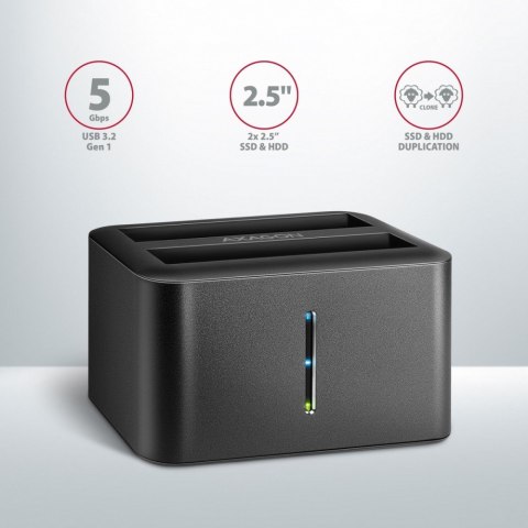 ADSA-D25 MINI stacja dokująca USB 3.2 Gen 1 - 2x SATA 6G 2.5" SSD/HDD CLONE ADSA-D25 MINI stacja dokująca USB 3.2 Gen 1 - 2x SATA 6G 2.5" SSD/HDD CLONE