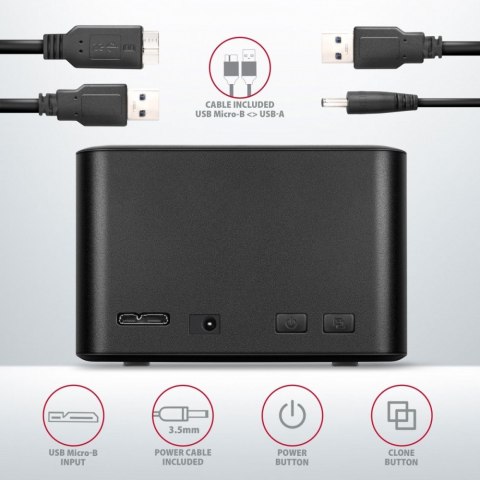 ADSA-D25 MINI stacja dokująca USB 3.2 Gen 1 - 2x SATA 6G 2.5" SSD/HDD CLONE ADSA-D25 MINI stacja dokująca USB 3.2 Gen 1 - 2x SATA 6G 2.5" SSD/HDD CLONE