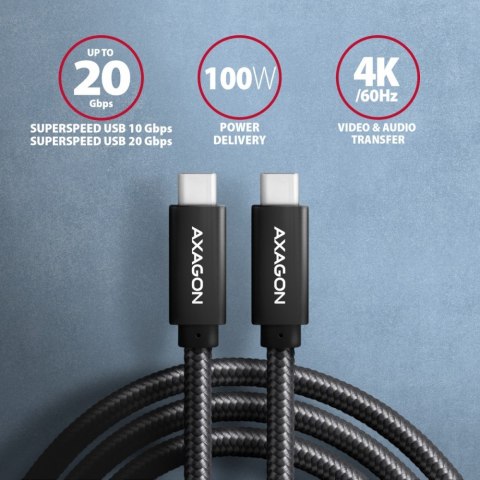 BUCM32-CM10AB Kabel USB-C - USB-C 3.2 Gen 2, 1m, PD 100W, 5A, 4K HD, ALU, oplot, czarny BUCM32-CM10AB Kabel USB-C - USB-C 3.2 Gen 2, 1m, PD 100W, 5A, 4K HD, ALU, oplot, czarny
