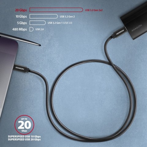 BUCM32-CM20AB Kabel USB-C - USB-C 3.2 Gen 2, 2m, PD 100W, 5A, 4K HD, ALU, oplot, czarny BUCM32-CM20AB Kabel USB-C - USB-C 3.2 Gen 2, 2m, PD 100W, 5A, 4K HD, ALU, oplot, czarny