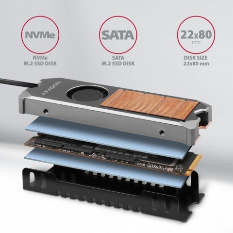 CLR-M2FAN Miedziany radiator z wentylatorem do dwustronnych dysków M.2 SSD, wysokość 13mm CLR-M2FAN Miedziany radiator z wentylatorem do dwustronnych dysków M.2 SSD, wysokość 13mm