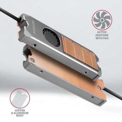 CLR-M2FAN Miedziany radiator z wentylatorem do dwustronnych dysków M.2 SSD, wysokość 13mm CLR-M2FAN Miedziany radiator z wentylatorem do dwustronnych dysków M.2 SSD, wysokość 13mm