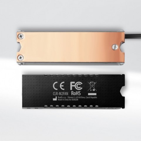 CLR-M2FAN Miedziany radiator z wentylatorem do dwustronnych dysków M.2 SSD, wysokość 13mm CLR-M2FAN Miedziany radiator z wentylatorem do dwustronnych dysków M.2 SSD, wysokość 13mm