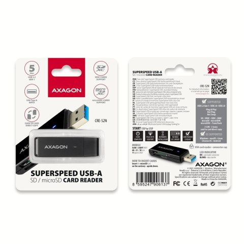 CRE-S2N Czytnik zewnętrzny kart USB-A 3. 2 GEN 1, 2-gniazda lun SD/microSD, UHS-I CRE-S2N Czytnik zewnętrzny kart USB-A 3. 2 GEN 1, 2-gniazda lun SD/microSD, UHS-I