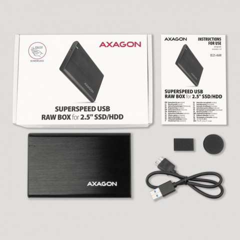 EE25-A6M Bezśrubowa aluminiowa obudowa zewnętrzna USB 3.2 Gen 1 - SATA 6G dla 2.5" SSD/HDD EE25-A6M Bezśrubowa aluminiowa obudowa zewnętrzna USB 3.2 Gen 1 - SATA 6G dla 2.5" SSD/HDD