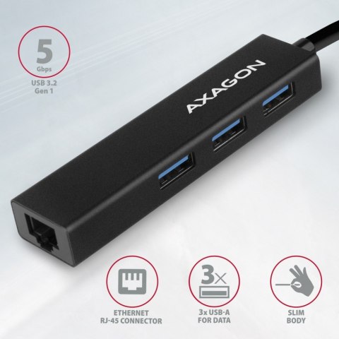HMA-GL3A Wieloportowy hub USB 4in1, 5Gbps, 3x USB-A + GLAN, metalowy, 20cm USB-A kabel HMA-GL3A Wieloportowy hub USB 4in1, 5Gbps, 3x USB-A + GLAN, metalowy, 20cm USB-A kabel