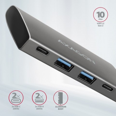HMC-4G2 Hub USB Gen2 10Gbps, 2x USB-A + 2x USB-C, 13cm USB-C kabel HMC-4G2 Hub USB Gen2 10Gbps, 2x USB-A + 2x USB-C, 13cm USB-C kabel