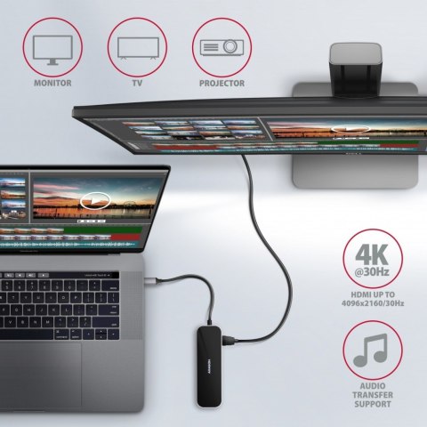 HMC-6GL Wieloportowy hub USB 6in1, 5Gbps, 3x USB-A, HDMI 4K/30Hz, GLAN, PD 100W, 20cm USB-C kabel HMC-6GL Wieloportowy hub USB 6in1, 5Gbps, 3x USB-A, HDMI 4K/30Hz, GLAN, PD 100W, 20cm USB-C kabel