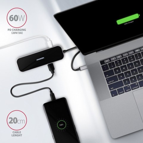 HMC-6GL Wieloportowy hub USB 6in1, 5Gbps, 3x USB-A, HDMI 4K/30Hz, GLAN, PD 100W, 20cm USB-C kabel HMC-6GL Wieloportowy hub USB 6in1, 5Gbps, 3x USB-A, HDMI 4K/30Hz, GLAN, PD 100W, 20cm USB-C kabel