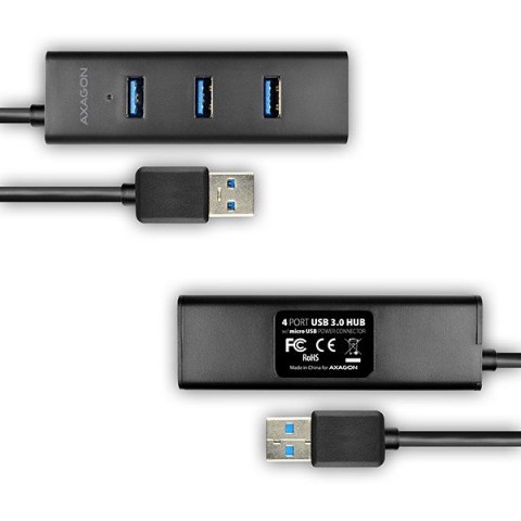 HUE-S2B Hub 4-portowy USB 3.2 Gen 1 charging hub, 30cm kabel, microUSB dodatkowe zasilanie HUE-S2B Hub 4-portowy USB 3.2 Gen 1 charging hub, 30cm kabel, microUSB dodatkowe zasilanie