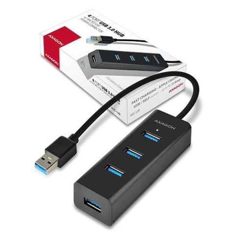 HUE-S2B Hub 4-portowy USB 3.2 Gen 1 charging hub, 30cm kabel, microUSB dodatkowe zasilanie HUE-S2B Hub 4-portowy USB 3.2 Gen 1 charging hub, 30cm kabel, microUSB dodatkowe zasilanie