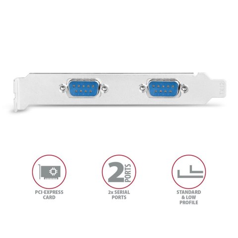 PCEA-S2N Kontroler PCIe 2x port szeregowy RS232 250 Kbps, w zestawie SP & LP PCEA-S2N Kontroler PCIe 2x port szeregowy RS232 250 Kbps, w zestawie SP & LP