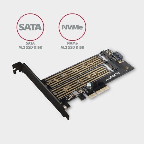 PCEM2-D Adapter wewnętrzny PCIe x4, 1x M.2 NVMe M-key + 1x SATA B-key slot, SP & LP PCEM2-D Adapter wewnętrzny PCIe x4, 1x M.2 NVMe M-key + 1x SATA B-key slot, SP & LP
