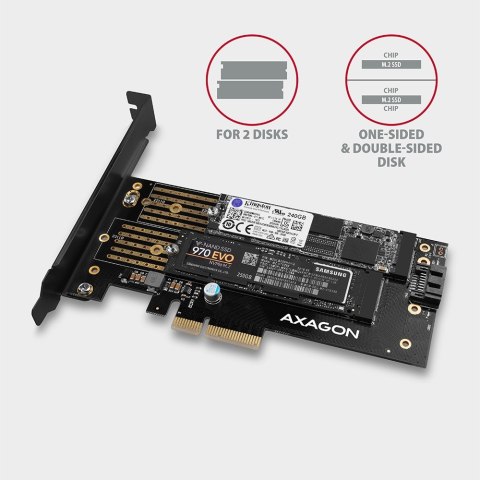 PCEM2-D Adapter wewnętrzny PCIe x4, 1x M.2 NVMe M-key + 1x SATA B-key slot, SP & LP PCEM2-D Adapter wewnętrzny PCIe x4, 1x M.2 NVMe M-key + 1x SATA B-key slot, SP & LP