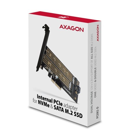 PCEM2-D Adapter wewnętrzny PCIe x4, 1x M.2 NVMe M-key + 1x SATA B-key slot, SP & LP PCEM2-D Adapter wewnętrzny PCIe x4, 1x M.2 NVMe M-key + 1x SATA B-key slot, SP & LP