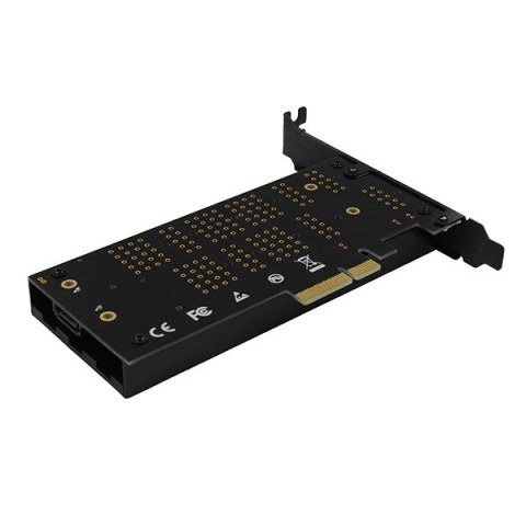 PCEM2-DC Adapter wewnętrzny PCIe x4, 1x M.2 NVMe M-key + 1x SATA B-key slot, chłodnica, SP & LP + radiator PCEM2-DC Adapter wewnętrzny PCIe x4, 1x M.2 NVMe M-key + 1x SATA B-key slot, chłodnica, SP & LP + radiator