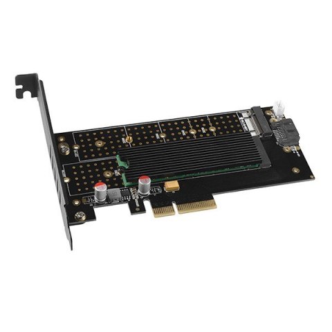PCEM2-DC Adapter wewnętrzny PCIe x4, 1x M.2 NVMe M-key + 1x SATA B-key slot, chłodnica, SP & LP + radiator PCEM2-DC Adapter wewnętrzny PCIe x4, 1x M.2 NVMe M-key + 1x SATA B-key slot, chłodnica, SP & LP + radiator