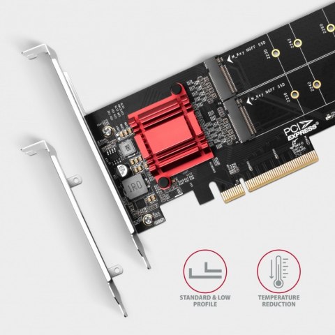 PCEM2-ND Kontroler PCIe x 8, 2x slot M.2 NVMe M-key RAID wsparcie dla płyt bez bifurkacji, w zestawie, SP & LP PCEM2-ND Kontroler PCIe x 8, 2x slot M.2 NVMe M-key RAID wsparcie dla płyt bez bifurkacji, w zestawie, SP & LP