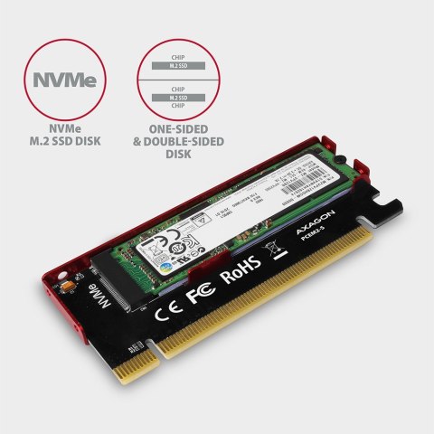 PCEM2-S Adapter wewnętrzny PCIe x16, 1x M.2 NVMe M-key slot aluminiowa osłona PCEM2-S Adapter wewnętrzny PCIe x16, 1x M.2 NVMe M-key slot aluminiowa osłona