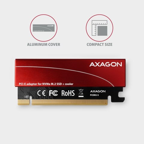 PCEM2-S Adapter wewnętrzny PCIe x16, 1x M.2 NVMe M-key slot aluminiowa osłona PCEM2-S Adapter wewnętrzny PCIe x16, 1x M.2 NVMe M-key slot aluminiowa osłona