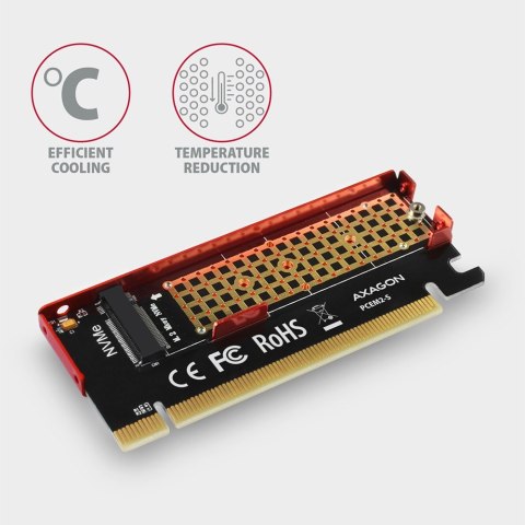 PCEM2-S Adapter wewnętrzny PCIe x16, 1x M.2 NVMe M-key slot aluminiowa osłona PCEM2-S Adapter wewnętrzny PCIe x16, 1x M.2 NVMe M-key slot aluminiowa osłona