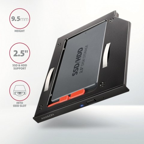 RSS-CD09 Ramka na 2,5" SSD-HDD do gniazda DVD, 9.5mm LED aluminium RSS-CD09 Ramka na 2,5" SSD-HDD do gniazda DVD, 9.5mm LED aluminium
