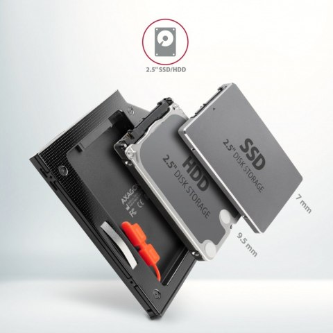 RSS-CD09 Ramka na 2,5" SSD-HDD do gniazda DVD, 9.5mm LED aluminium RSS-CD09 Ramka na 2,5" SSD-HDD do gniazda DVD, 9.5mm LED aluminium