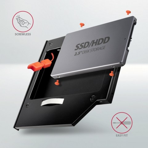 RSS-CD09 Ramka na 2,5" SSD-HDD do gniazda DVD, 9.5mm LED aluminium RSS-CD09 Ramka na 2,5" SSD-HDD do gniazda DVD, 9.5mm LED aluminium