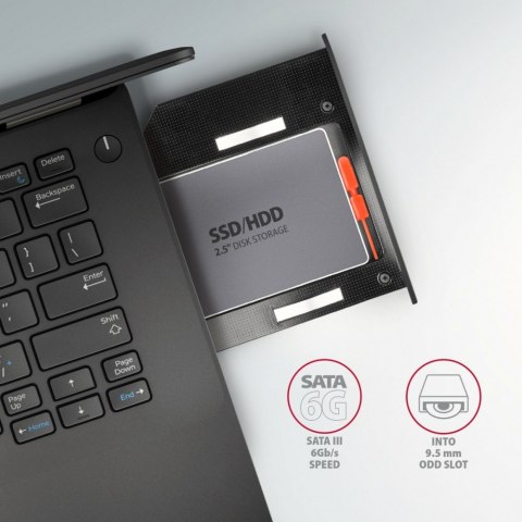 RSS-CD09 Ramka na 2,5" SSD-HDD do gniazda DVD, 9.5mm LED aluminium RSS-CD09 Ramka na 2,5" SSD-HDD do gniazda DVD, 9.5mm LED aluminium