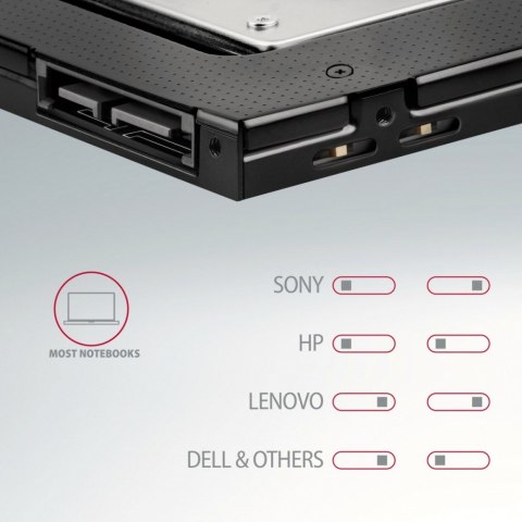 RSS-CD09 Ramka na 2,5" SSD-HDD do gniazda DVD, 9.5mm LED aluminium RSS-CD09 Ramka na 2,5" SSD-HDD do gniazda DVD, 9.5mm LED aluminium