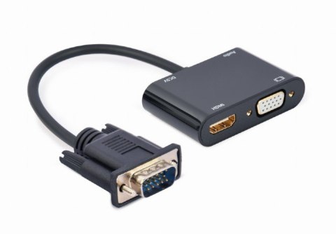 Konwerter sygnału VGA do HDMI + VGA czarny, 15 cm Konwerter sygnału VGA do HDMI + VGA czarny, 15 cm