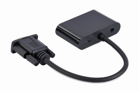 Konwerter sygnału VGA do HDMI + VGA czarny, 15 cm Konwerter sygnału VGA do HDMI + VGA czarny, 15 cm