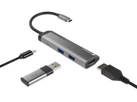 Stacja dokująca Multi Port Fowler Slim USB-C PD, 2x USB 3.0, HDMI 4K Stacja dokująca Multi Port Fowler Slim USB-C PD, 2x USB 3.0, HDMI 4K