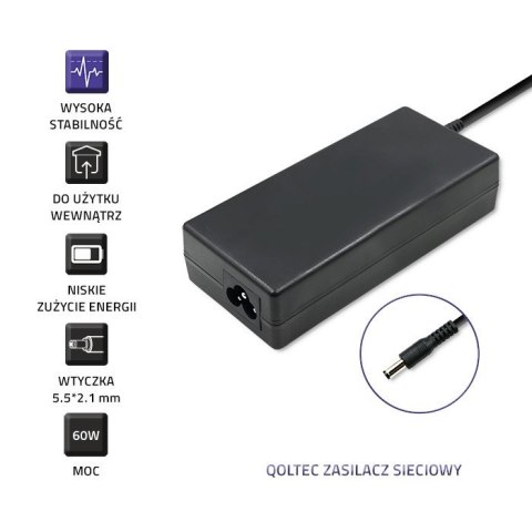 Zasilacz desktopowy 60W | 12V | 5A | 5.5*2.1 + kabel zasilający Zasilacz desktopowy 60W | 12V | 5A | 5.5*2.1 + kabel zasilający