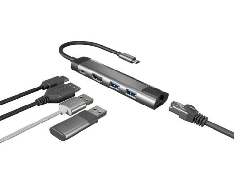 Stacja dokująca Multi Port Fowler Go USB-C - Hub 2x USB 3.0, HDMI 4K, USB-C PD, RJ45 Stacja dokująca Multi Port Fowler Go USB-C - Hub 2x USB 3.0, HDMI 4K, USB-C PD, RJ45