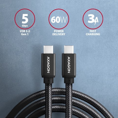 BUCM3-CM30AB Kabel USB-C - USB-C, 3.0m, PD 60W, 3A, ALU, oplot, czarny BUCM3-CM30AB Kabel USB-C - USB-C, 3.0m, PD 60W, 3A, ALU, oplot, czarny